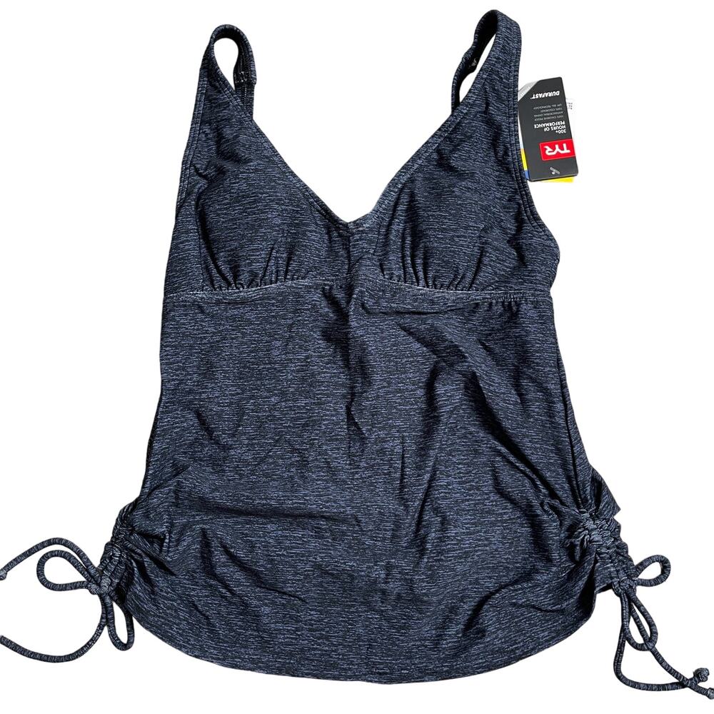 TYR DuraFast Elite Mantra V-Neck Tankini Swim Top - Black Size 6 - $55